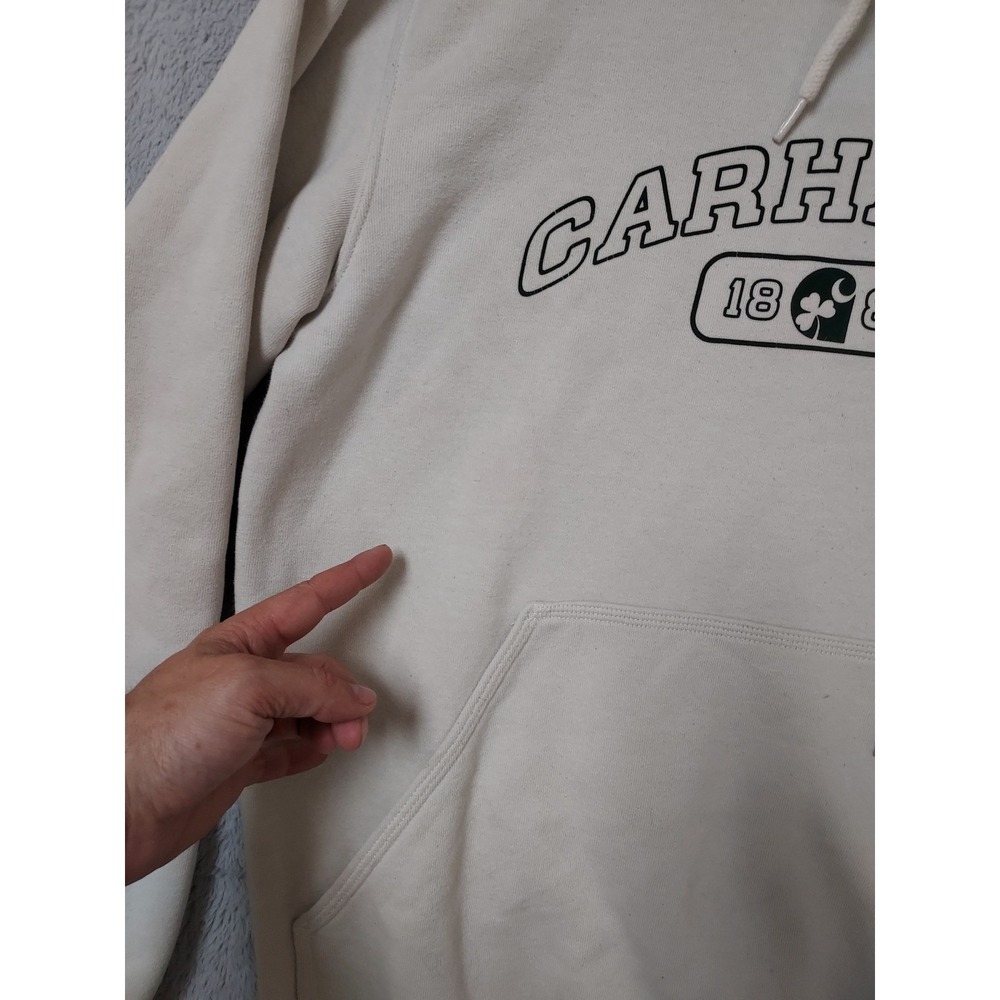 Carhartt Hoodie  Mens Medium Loose Fit Graphic Spellout Fleece Grunge Spots M - Picture 5 of 15